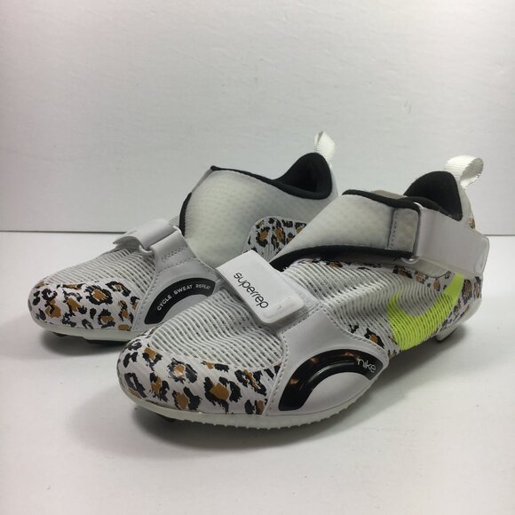 Nike Womens SuperRep Cycling Shoes Leopard Print White & Neon Yellow Size 6.5 - Picture 9 of 9